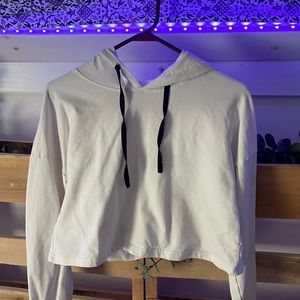 White Cropped Hoodie